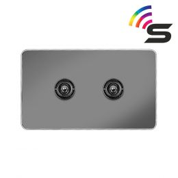 Soho Fusion Black Nickel & Polished Chrome 2 Gang 150W Smart Toggle Switch
