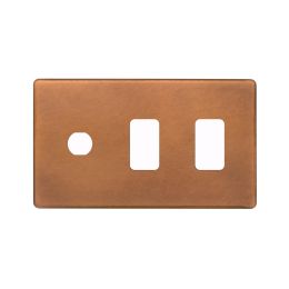 The Chiswick Collection Antique Copper 3 Gang 2RM+1CM Dual Module Grid Switch Plate