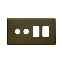 The Eton Collection Bronze 4 Gang 2RM+2CM Dual Module Grid Switch Plate