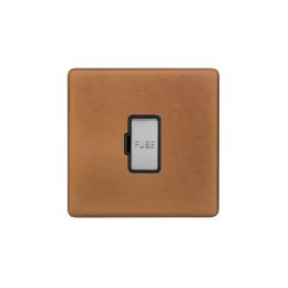 Soho Fusion Antique Copper & Brushed Chrome 13A Unswitched Fused Connection Unit (FCU) Black Insert Screwless