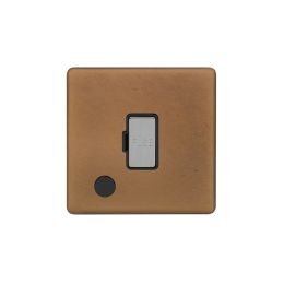 Soho Fusion Antique Copper & Brushed Chrome 13A Unswitched Flex Outlet Black Insert Screwless