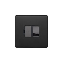 The Camden Collection Matt Black 13A Switched Fused Connection Unit (FCU) Black Insert Screwless