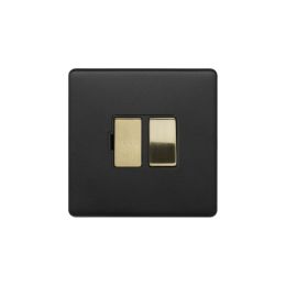 Soho Fusion Matt Black & Brushed Brass 13A Switched Fused Connection Unit (FCU) Black Insert Screwless