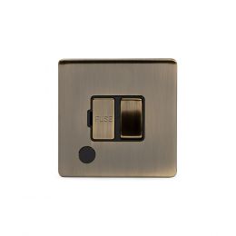 Soho Lighting Antique Brass 13A Switched Fuse Connection Unit Flex Outlet Blk Ins Screwless