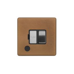 Soho Fusion Antique Copper & Brushed Chrome 13A Switched Fuse Flex Outlet Black Insert Screwless