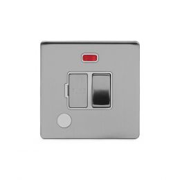 Soho Lighting Brushed Chrome 13A Switched Fuse Connection Unit Flex Outlet With Neon Wht Ins Screwless