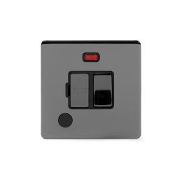 Soho Lighting Black Nickel 13A Switched Fuse Connection Unit Flex Outlet With Neon Blk Ins Screwless