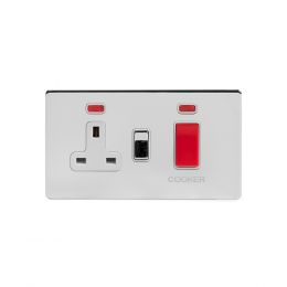 Soho Lighting Polished Chrome 45A Cooker Control Unit With Neon Wht Ins Screwless