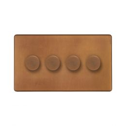 The Chiswick Collection Antique Copper 4 Gang 2 Way Intelligent Trailing Dimmer Switch 150W LED (150w Halogen/Incandescent)
