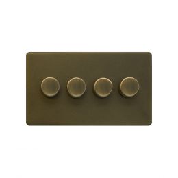 The Eton Collection Bronze 4 Gang 2 Way Trailing Dimmer Screwless 100W LED (250w Halogen/Incandescent)