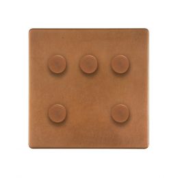 The Chiswick Collection Antique Copper 5 Gang Dimmer Switch 150W LED Trailing Edge Dimmer