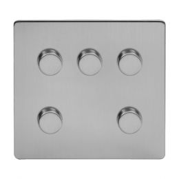 Brushed Chrome 5 gang dimmer switch