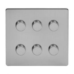 Brushed Chrome 6 Gang Dimmer Switch