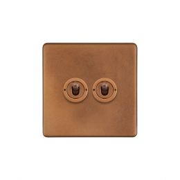 Soho Lighting Antique Copper 2 Gang 2 Way Toggle Switch