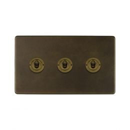 Soho Lighting Vintage Brass 3 Gang Intermediate Toggle Switch