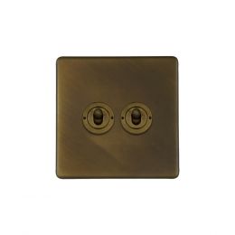 Soho Lighting Vintage Brass 2 Gang Intermediate & 2 Way Toggle Switch
