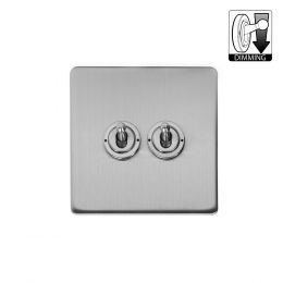 The Lombard Collection Brushed Chrome 2 Gang Dimming Toggle Switch