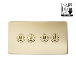The Savoy Collection Brushed Brass 4 Gang Dimming Toggle Switch