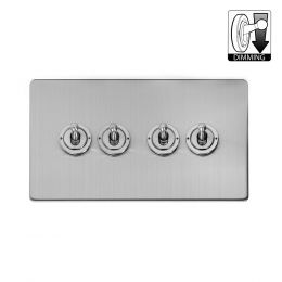 The Lombard Collection Brushed Chrome 4 Gang Dimming Toggle Switch