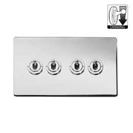 The Finsbury Collection Polished Chrome 4 Gang Dimming Toggle Switch