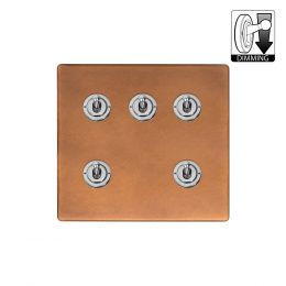 Soho Lighting Fusion Antique Copper & Brushed Chrome 5 Gang Dimming Toggle Switch
