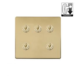 The Savoy Collection Brushed Brass 5 Gang Dimming Toggle Switch