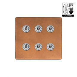 Soho Lighting Fusion Antique Copper & Brushed Chrome 6 Gang Dimming Toggle Switch
