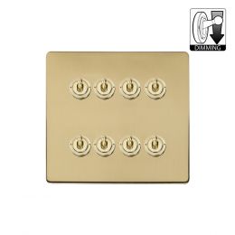The Savoy Collection Brushed Brass 8 Gang Dimming Toggle Switch