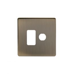 The Charterhouse Collection Aged Brass 2 Gang 1RM+1CM Dual Module Grid Switch Plate