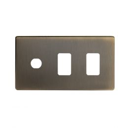 The Charterhouse Collection Aged Brass 3 Gang 2RM+1CM Dual Module Grid Switch Plate