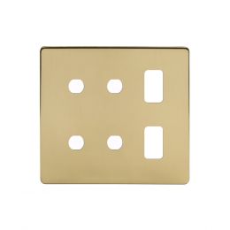 The Savoy Collection Brushed Brass 6 Gang 2RM+4CM Dual Module Grid Switch Plate