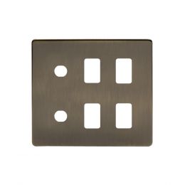 The Charterhouse Collection Aged Brass 6 Gang 4RM+2CM Dual Module Grid Switch Plate