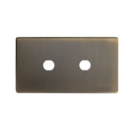 The Charterhouse Collection Aged Brass 2 Gang (Lg Plt) CM Circular Module Grid Switch Plate