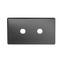 The Connaught Collection Black Nickel 2 Gang (Lg Plt) CM Circular Module Grid Switch Plate