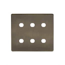 The Charterhouse Collection Aged Brass 6 Gang CM Circular Module Grid Switch Plate