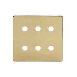 The Savoy Collection Brushed Brass 6 Gang CM Circular Module Grid Switch Plate