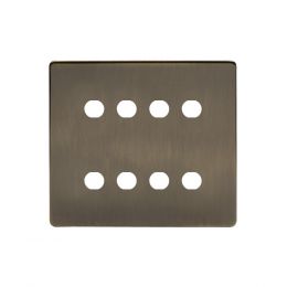 The Charterhouse Collection Aged Brass 8 Gang CM Circular Module Grid Switch Plate