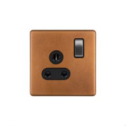 Soho Fusion Antique Copper & Brushed Chrome 5 Amp Socket with Switch Screwless