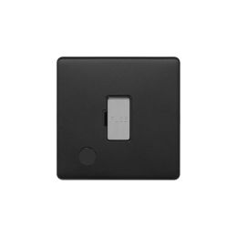 Soho Fusion Matt Black & Brushed Chrome 13A Unswitched Flex Outlet Black Insert Screwless