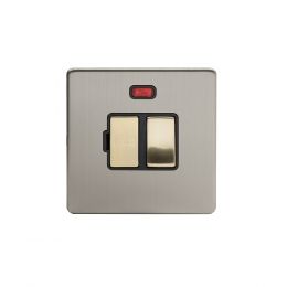 Soho Fusion Brushed Chrome & Brushed Brass 13A Double Pole Switched Fused Connection Unit (FCU) With Neon 
