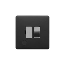 Soho Fusion Matt Black & Brushed Chrome 13A Switched Fuse Flex Outlet Black Insert Screwless