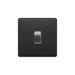 Soho Fusion Matt Black & Brushed Chrome 10A 1 Gang Intermediate Switch Black Insert Screwless