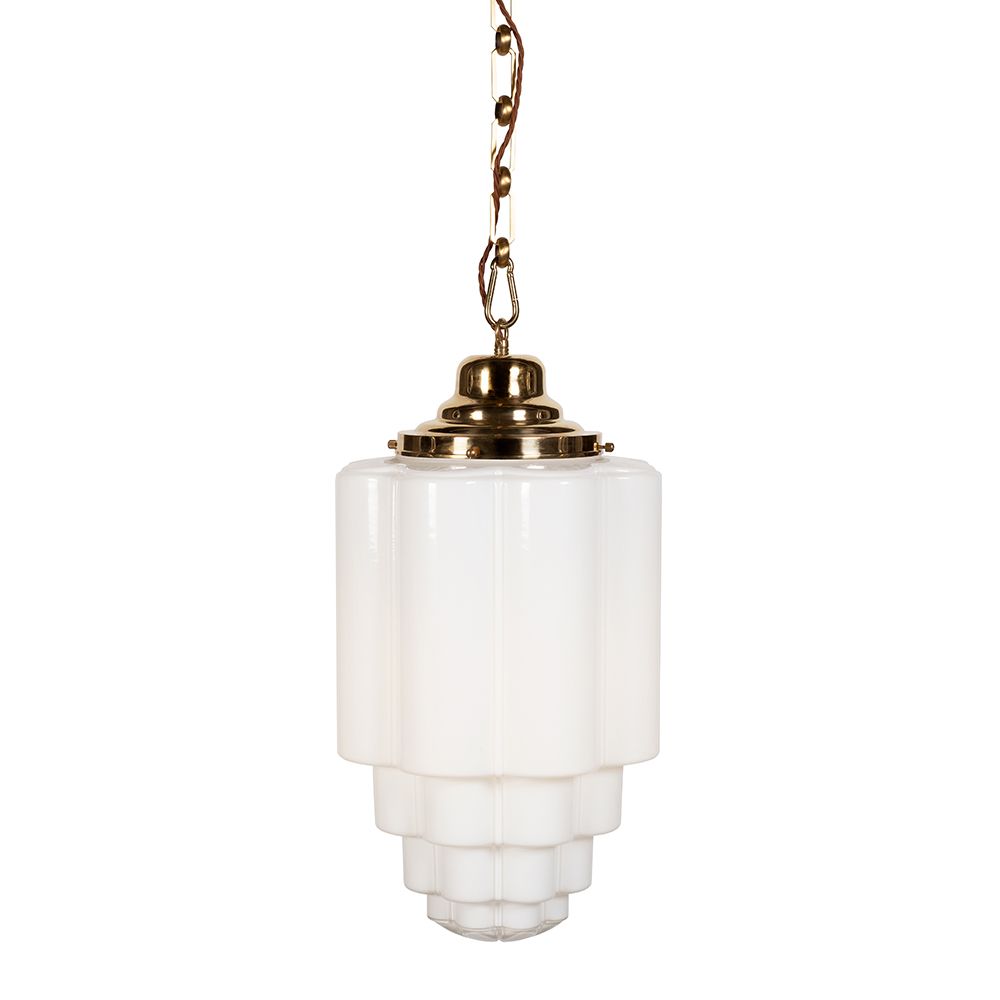 Pludselig nedstigning bunker af Art Deco Pendant Light | Glasshouse Brass Opal Pendant Light - The Soho Lighting  Company