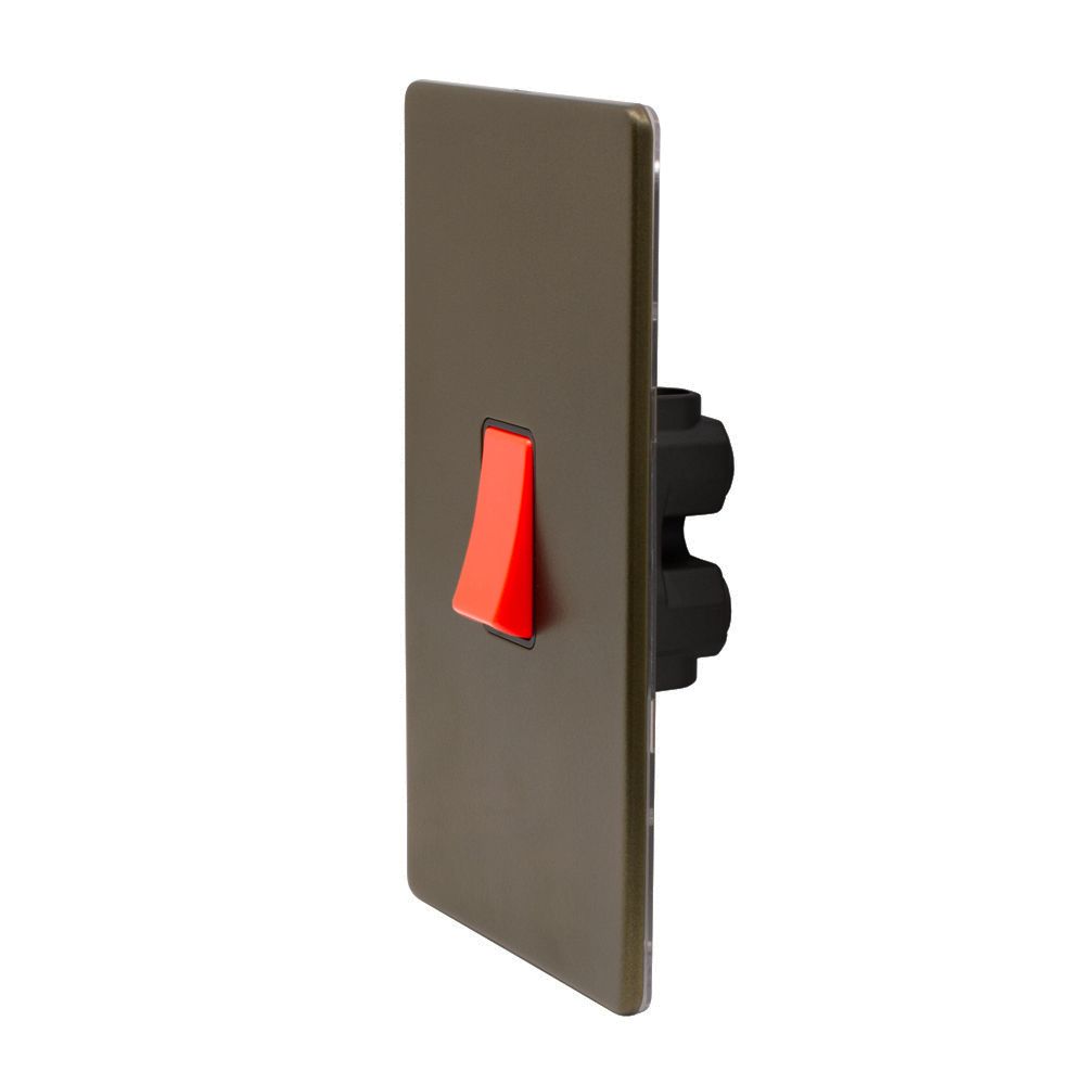 Soho Lighting Bronze 45A 1 Gang Double Pole Switch Lrg Plate Screwless The Soho Lighting Company