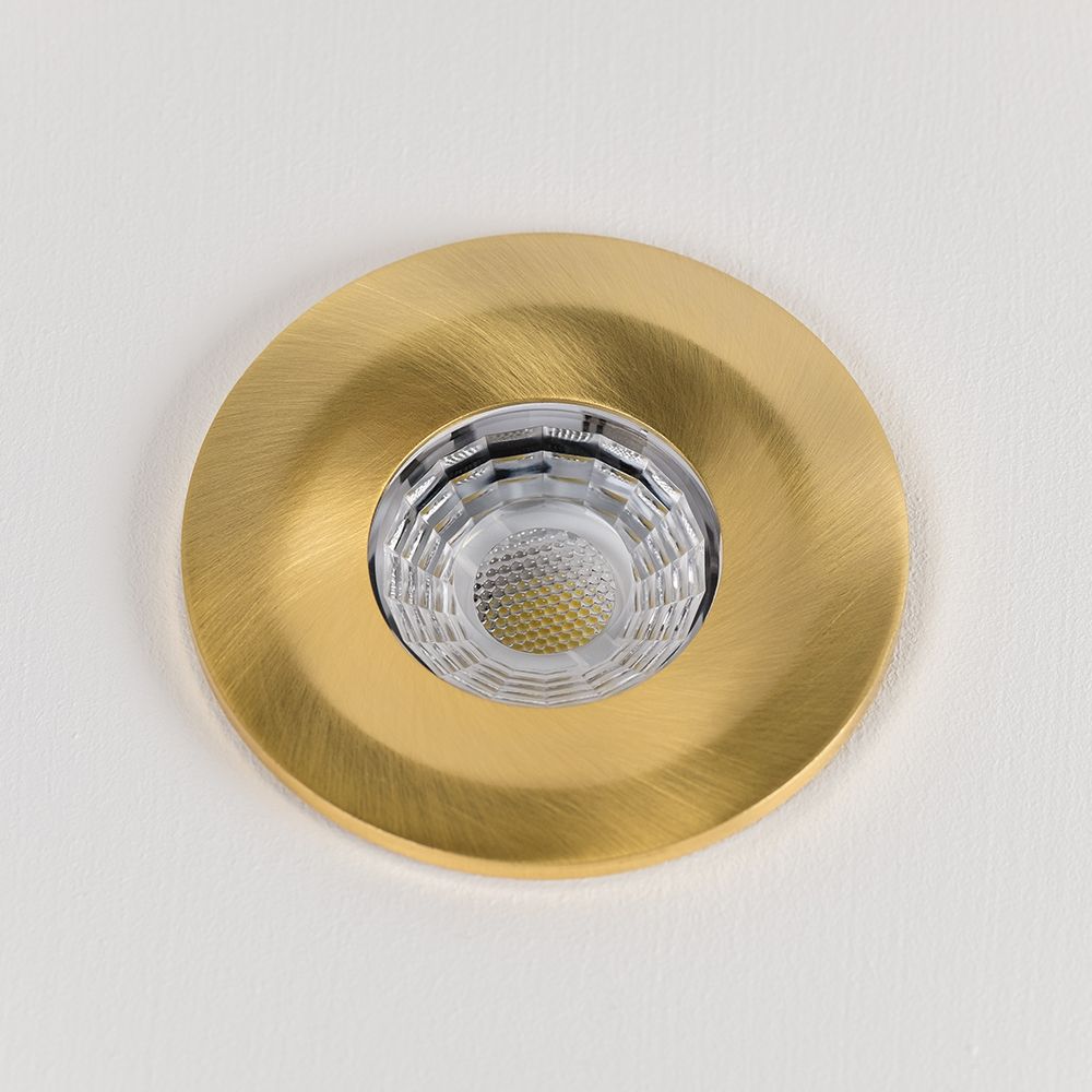 Brushed Brass Downlight Fire Rated Fixed LED Downlights Dimmable The