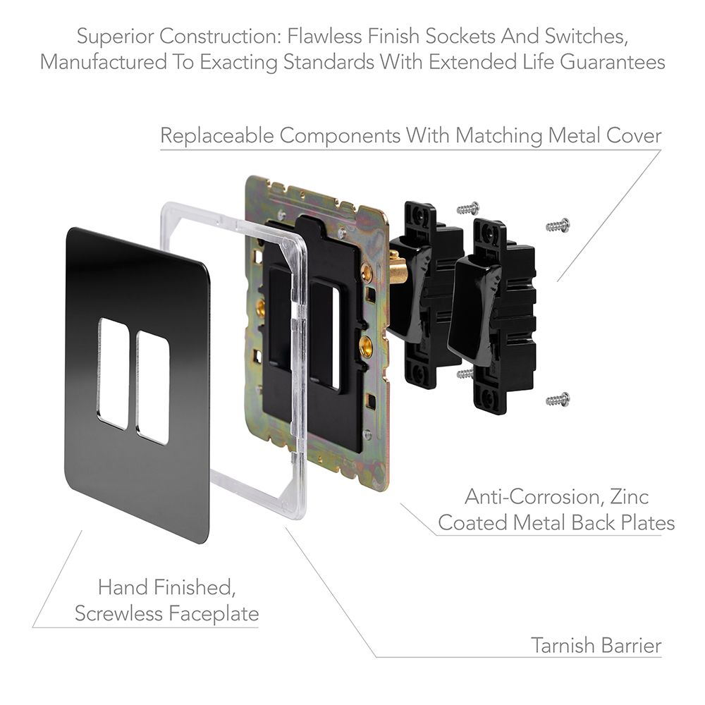Soho Lighting Black Nickel Flat Plate 1 Gang Retractive Toggle Switch