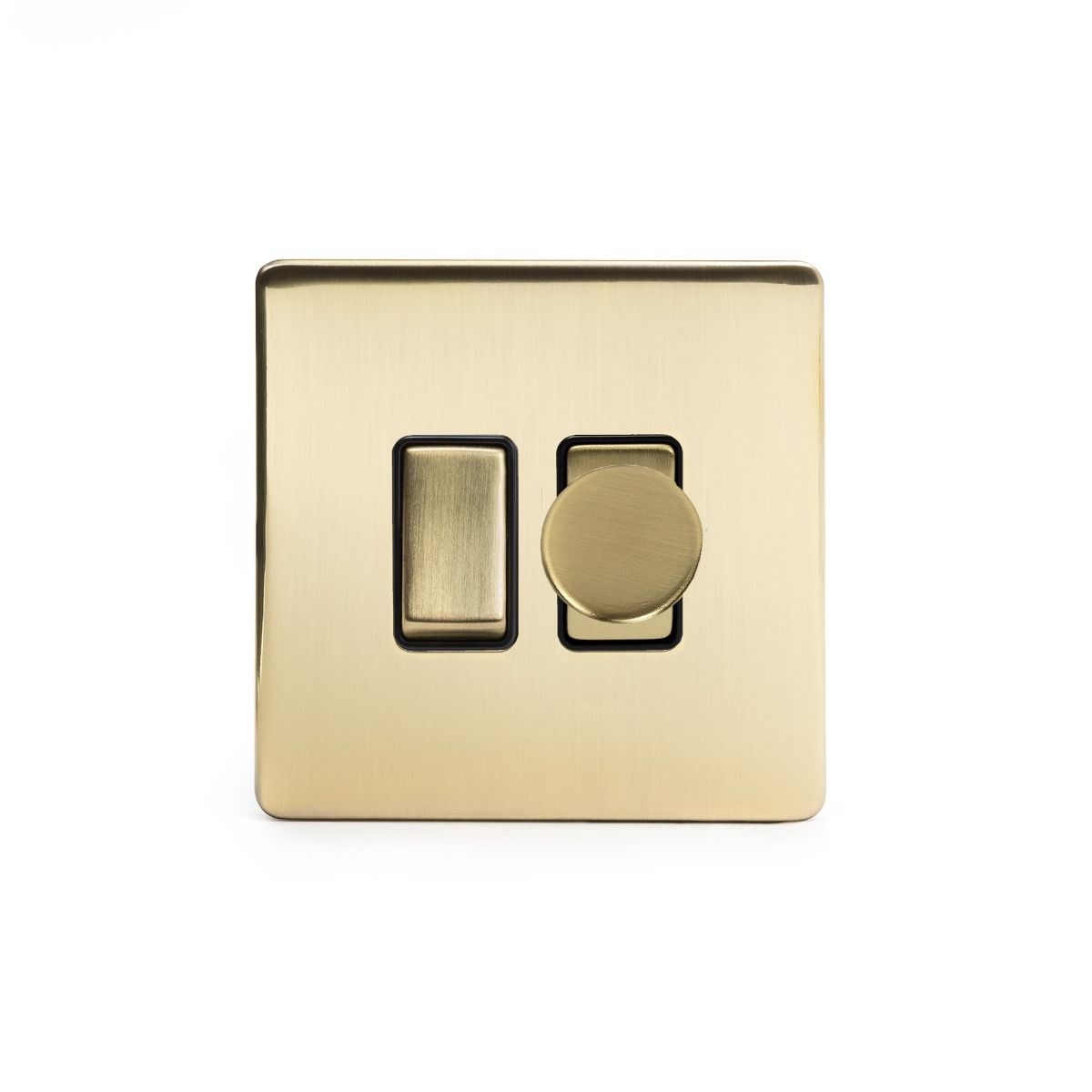 Soho Lighting Brushed Brass dimmer and rocker switch combo Blk Ins