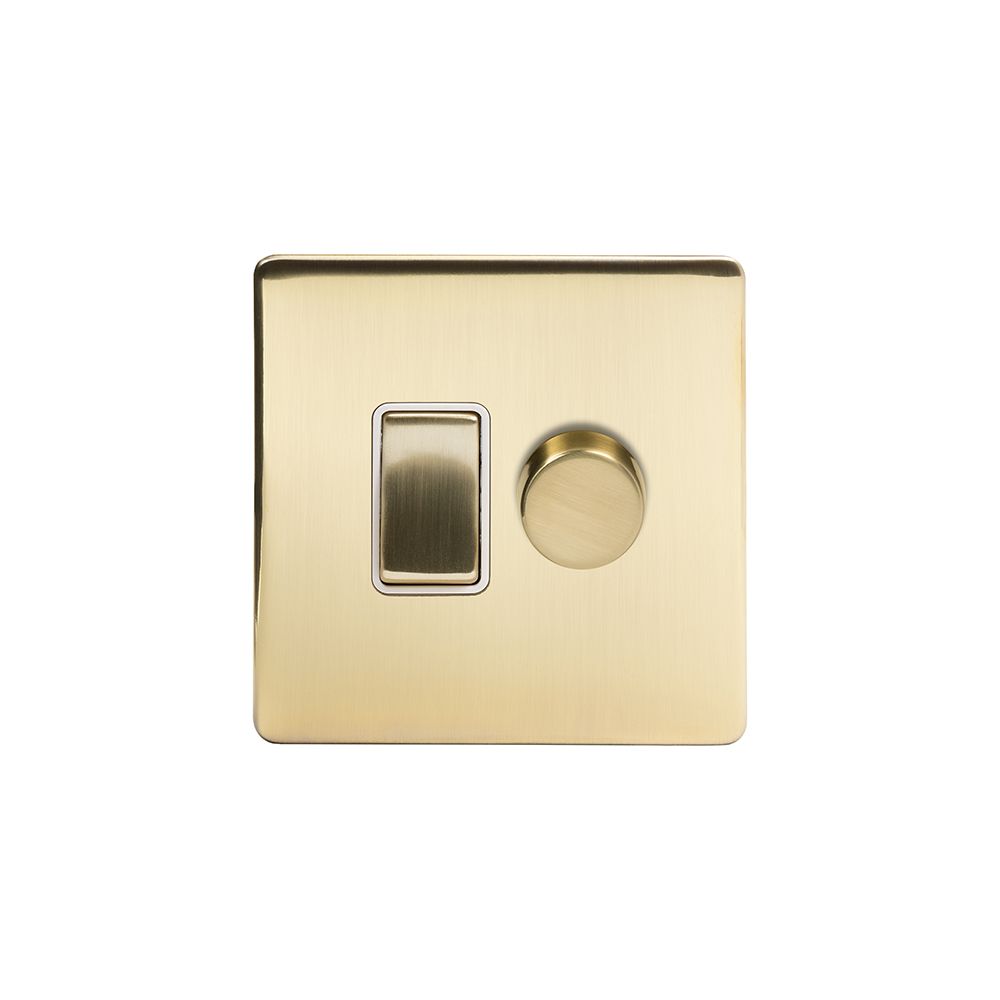 Soho Lighting Brushed Brass Dimmer and Rocker Switch Combo The Soho