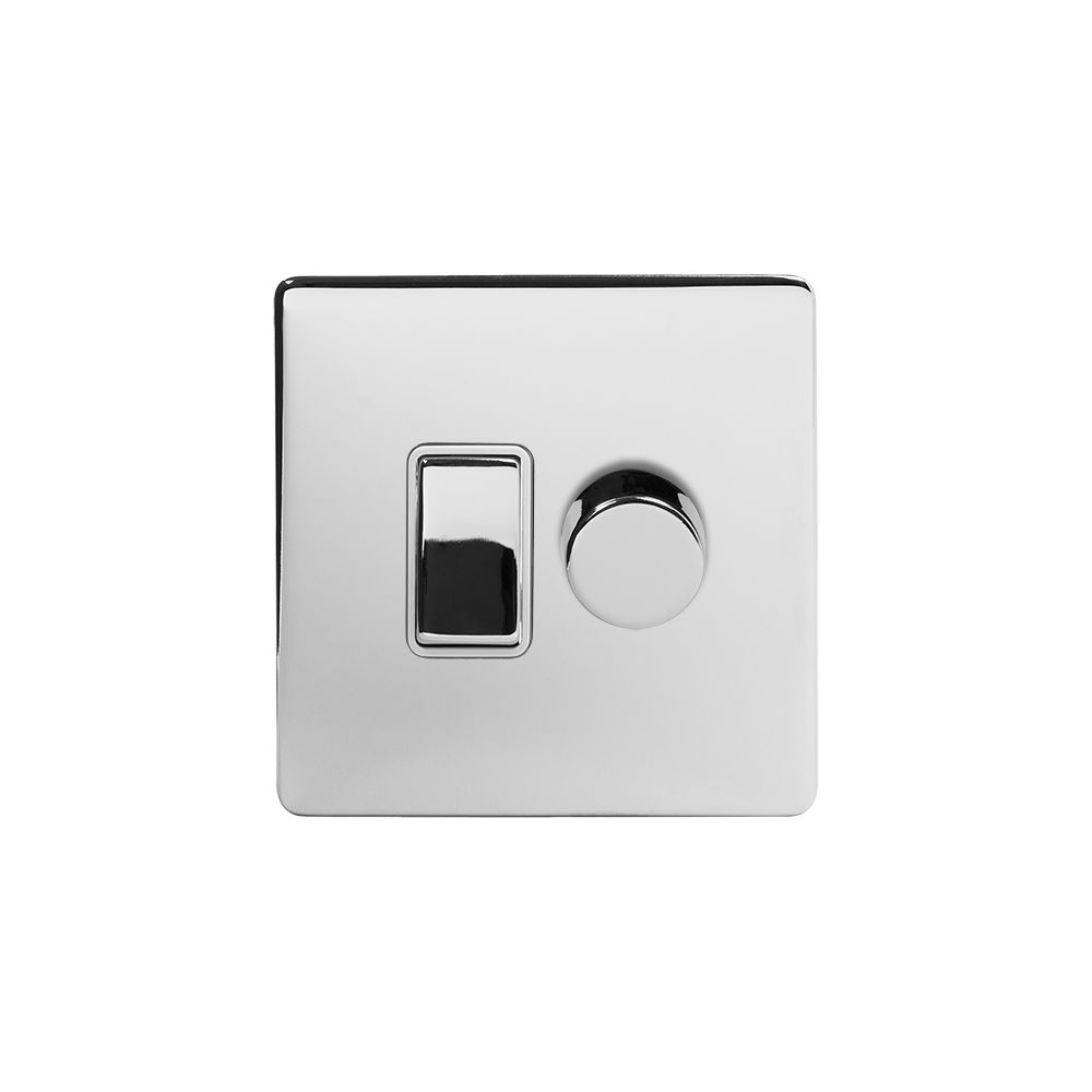 Soho Lighting Polished Chrome dimmer and rocker switch combo Wht Ins