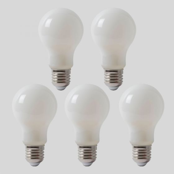 5 Pack - Soho Lighting 8w E27 ES Opal GLS LED Light Bulb 4100K Horizon Daylight Dimmable